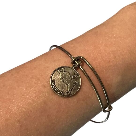 Alex and Ani Taurus Charm Rafaelian Silver Bangle Bracelet - Picture 3 of 15